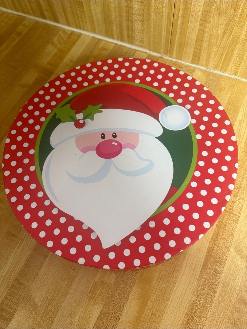 Holiday Santa Decorative Red & White Polka Dot Christmas Gift Box